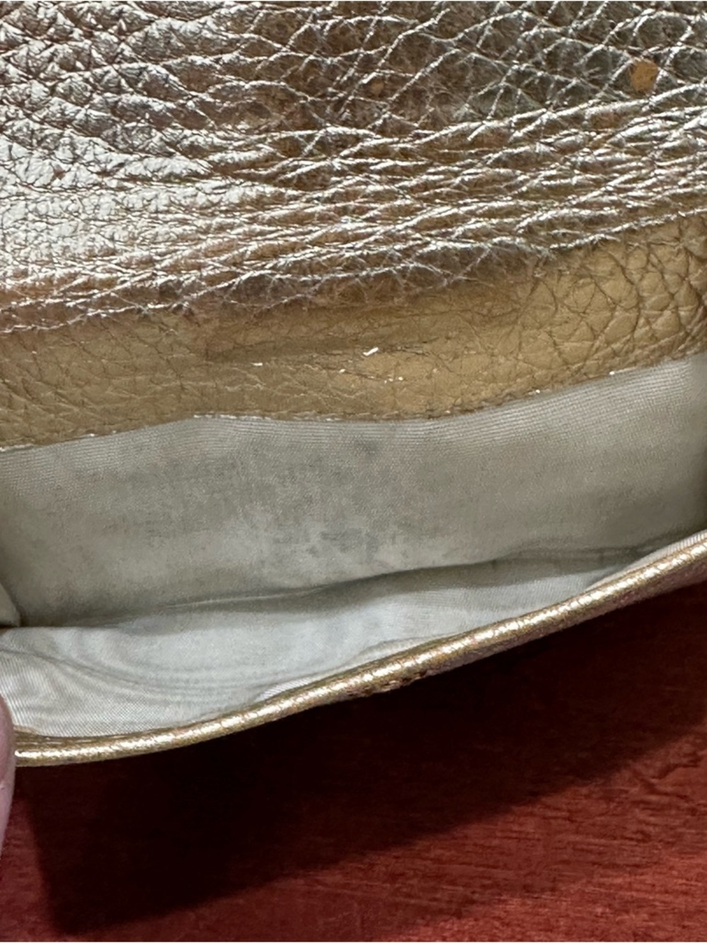 Prada Metallic Gold Leather Wallet Fold Over Long Wallet Milano Italy - Picture 10 of 14